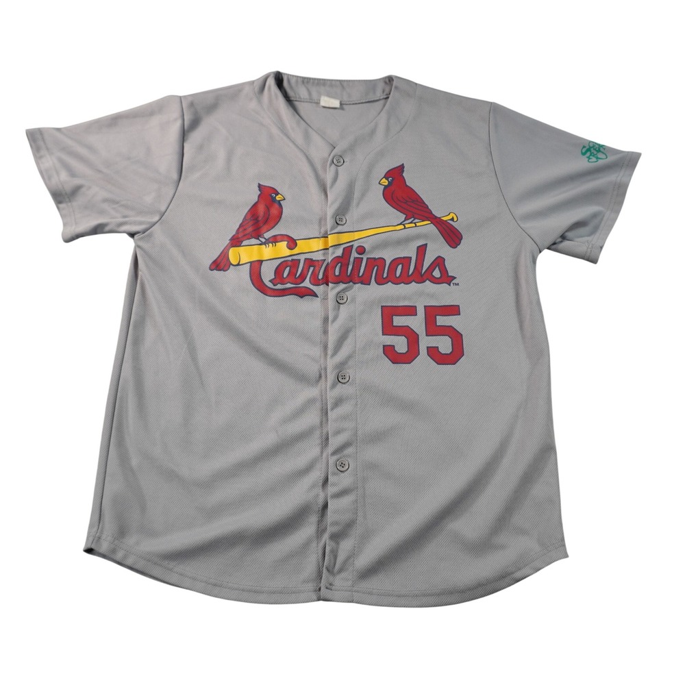 St. Louis Cardinals Baseball Jersey Mens XL Grey Stephen Piscotty 55 Mesh Button